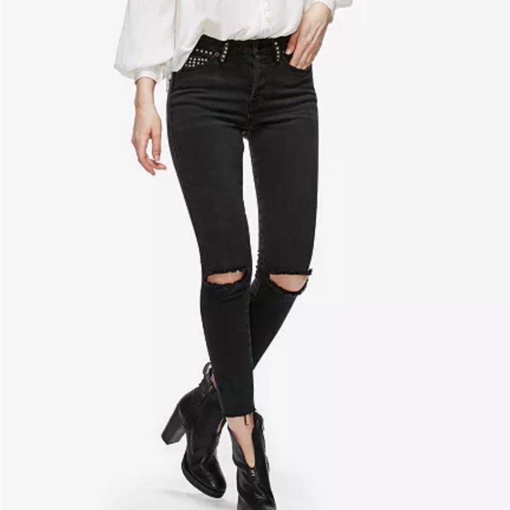 Free People Payton Studded Ripped Skinny Jeans
